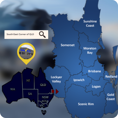 Map of Harvey's Towing SEQ towing service areas